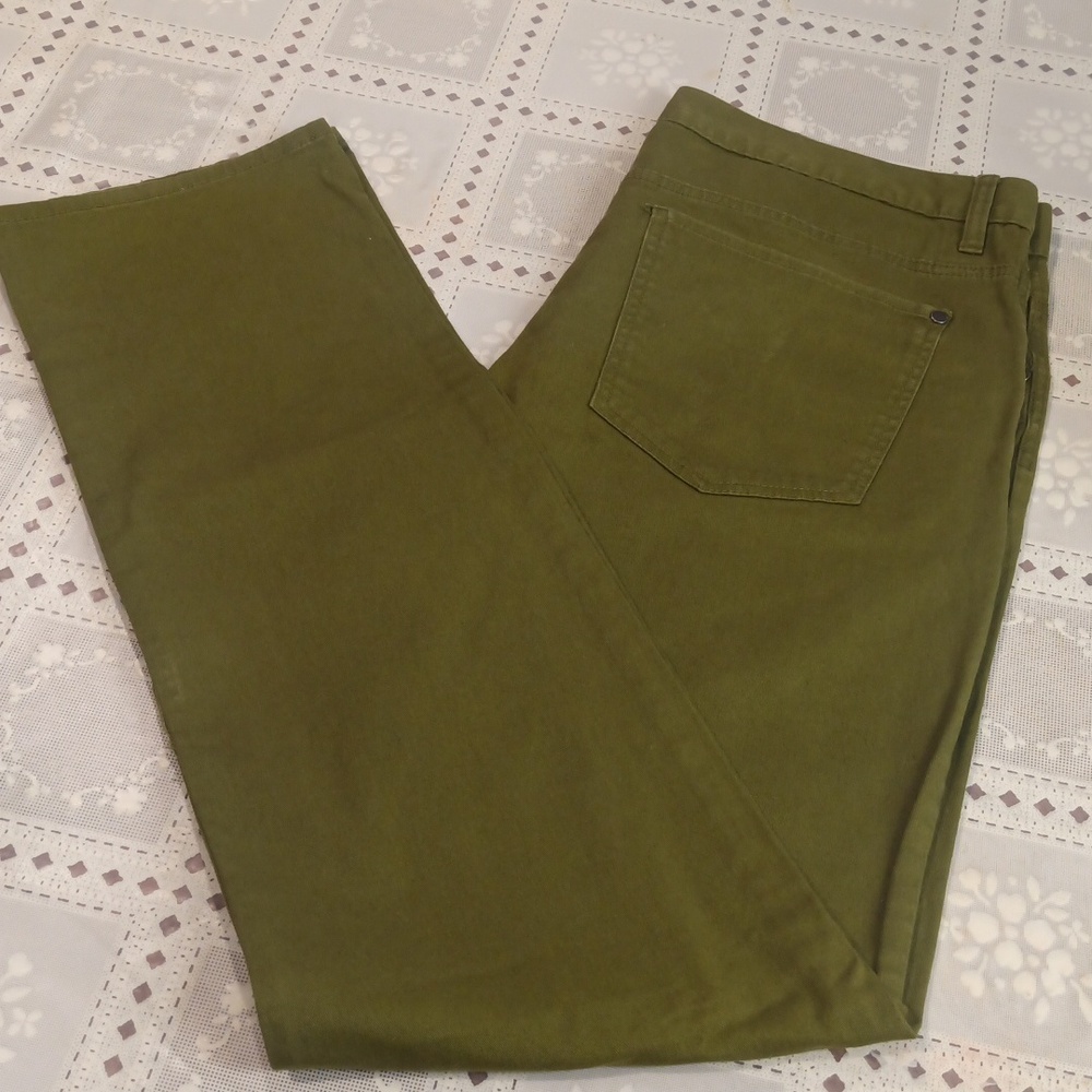 H&M MEN'S SLIM STRAIGHT LEG JEANS DENIM MID RISE POCKETS OLIVE GREENSIZE 36 X 32